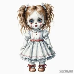 A watercolor sketch of the creepy doll from p… — эскиз тату (№1750392488_1, 20.06.2025 04:08) — Tatufoto.com