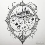 A dotwork tattoo design of the marauder’s map… — эскиз тату (№1750394149_1, 20.06.2025 04:35) — Tatufoto.com