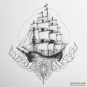 A linework tattoo of the nebuchadnezzar ship. - эскиз тату (№1750394548_1, 20.06.2025 04:42) — Tatufoto.com