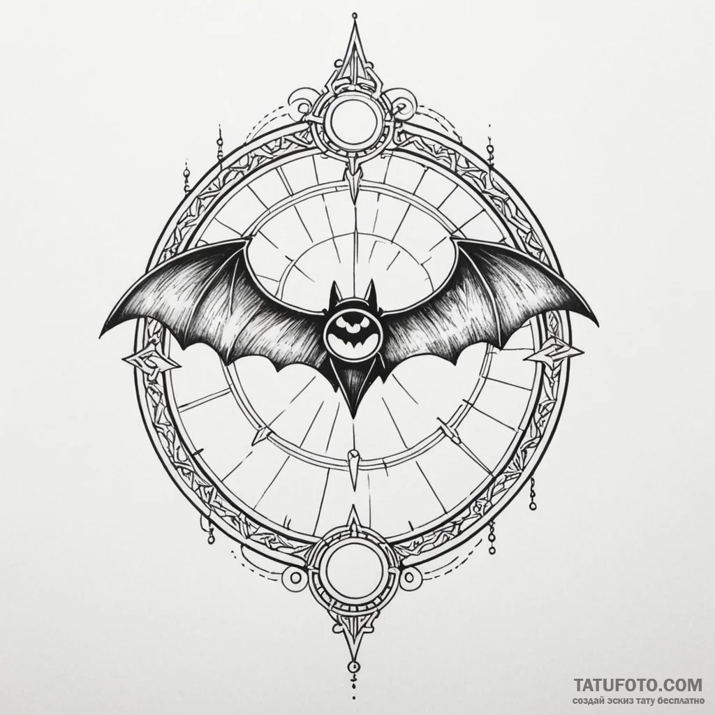 A neo-traditional tattoo of the bat-signal in... - эскиз тату (№1750394867_1, 20.06.2025 04:47) — Tatufoto.com