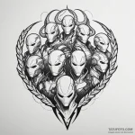 A minimalist tattoo of the five members of th… — эскиз тату (№1750395266_0, 20.06.2025 04:54) — Tatufoto.com