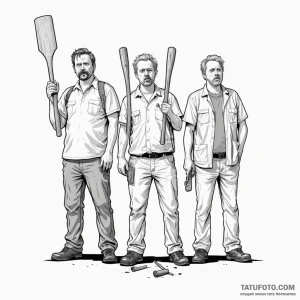 A sketch of the main characters from shaun of... - эскиз тату (№1750395509_1, 20.06.2025 04:58) — Tatufoto.com