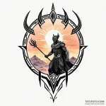 A watercolor sketch of the wakandan sunset, — эскиз тату (№1750395986_1, 20.06.2025 05:06) — Tatufoto.com
