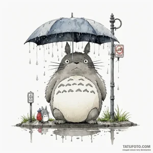 A watercolor sketch tattoo of totoro from my... - эскиз тату (№1750396065_1, 20.06.2025 05:07) — Tatufoto.com