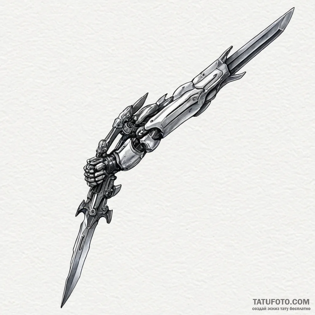 A watercolor sketch of the t-1000's blade arm... - эскиз тату (№1750396152_0, 20.06.2025 05:09) — Tatufoto.com