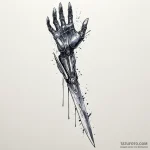 A watercolor sketch of the t-1000’s blade arm… — эскиз тату (№1750396152_1, 20.06.2025 05:09) — Tatufoto.com