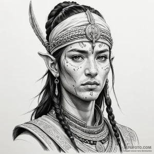 A neo-traditional portrait of chani, a fremen... - эскиз тату (№1750396483_1, 20.06.2025 05:14) — Tatufoto.com