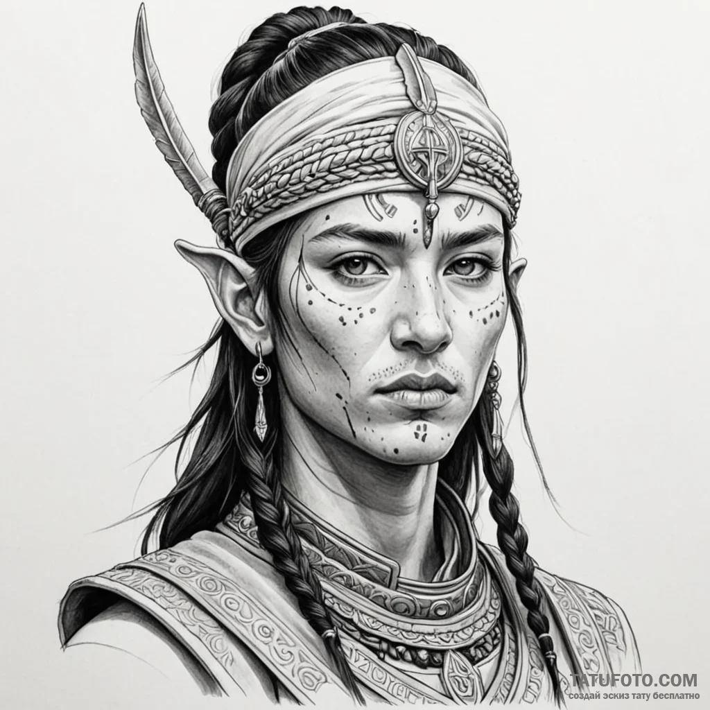 A neo-traditional portrait of chani, a fremen... - эскиз тату (№1750396483_1, 20.06.2025 05:14) — Tatufoto.com