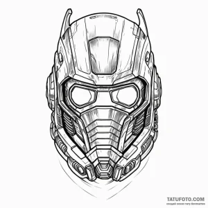 A linework tattoo of star-lord's helmet, - эскиз тату (№1750397458_1, 20.06.2025 05:30) — Tatufoto.com