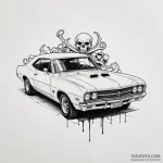 A neo-traditional tattoo of a «death proof» c… — эскиз тату (№1750397856_1, 20.06.2025 05:37) — Tatufoto.com