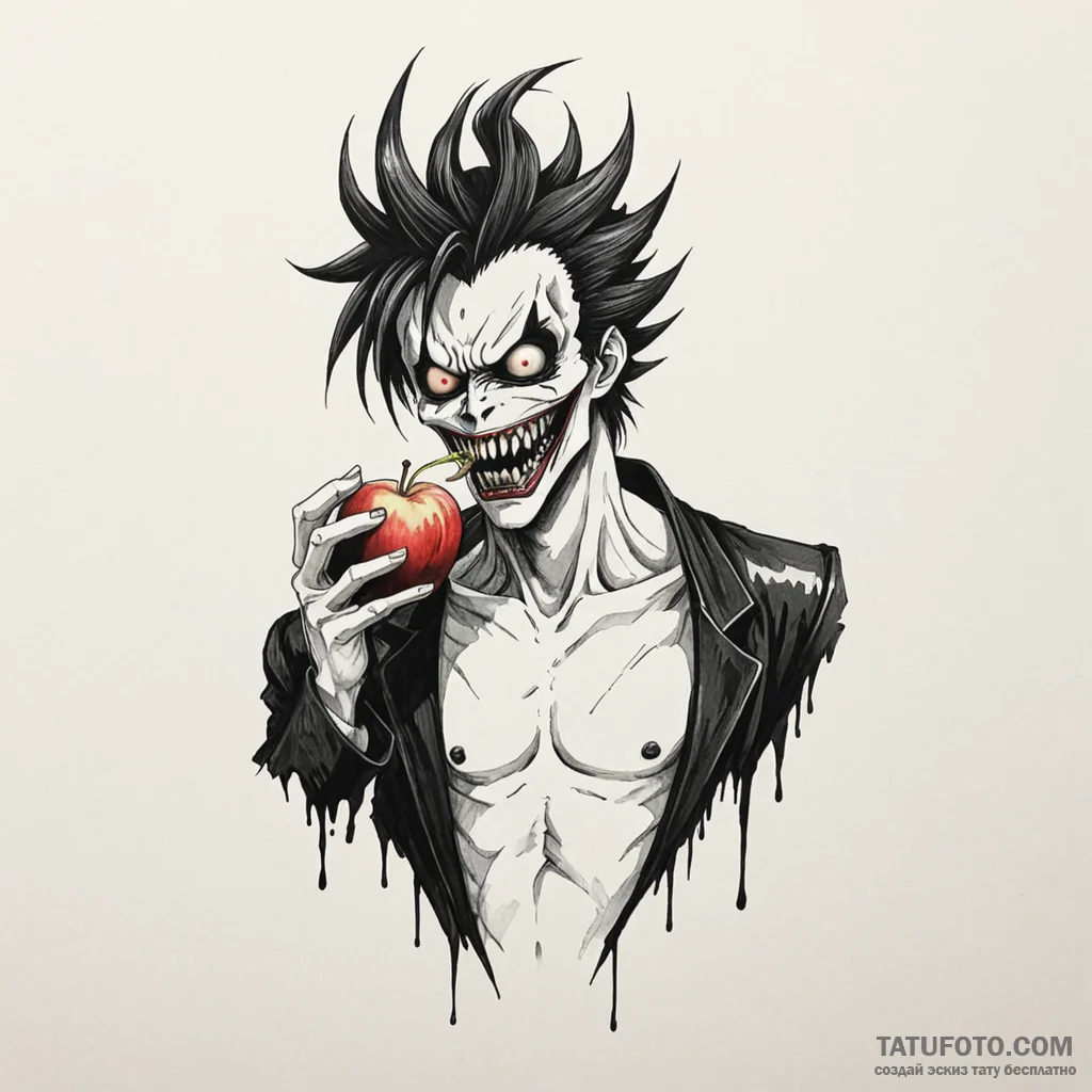 A sketch of ryuk the shinigami from death not... - эскиз тату (№1750398018_0, 20.06.2025 05:40) — Tatufoto.com