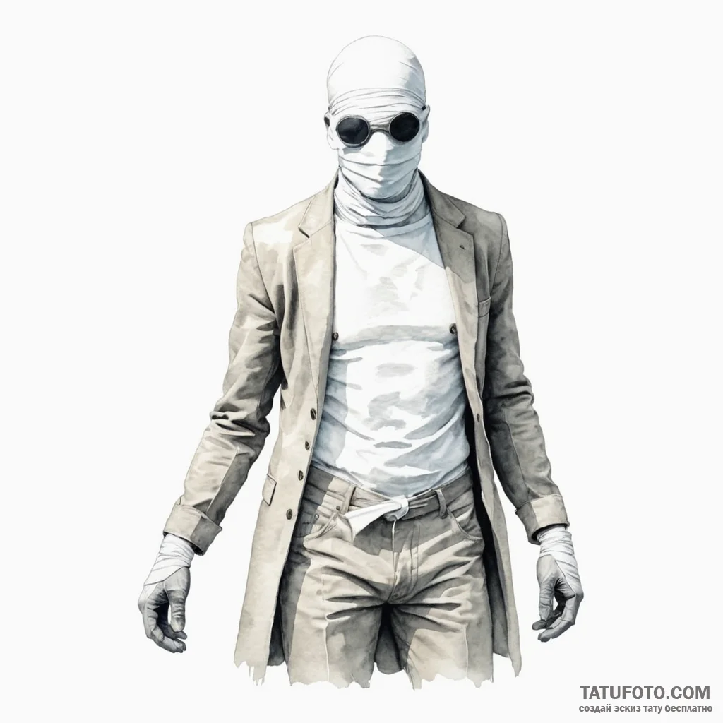A watercolor tattoo of the invisible man, his... - эскиз тату (№1750398665_1, 20.06.2025 05:51) — Tatufoto.com
