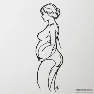 A powerful linework tattoo of a pregnant woma... - эскиз тату (№1750399722_1, 20.06.2025 06:08) — Tatufoto.com