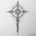 A linework tattoo of the elder wand, detailed… — эскиз тату (№1750400398_0, 20.06.2025 06:19) — Tatufoto.com