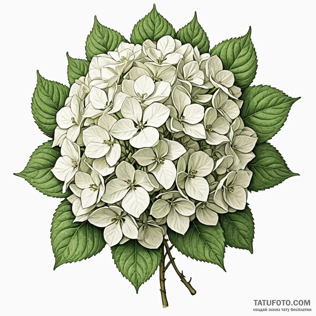 Hydrangea - эскиз тату (№1750401245_1, 20.06.2025 06:34) — Tatufoto.com