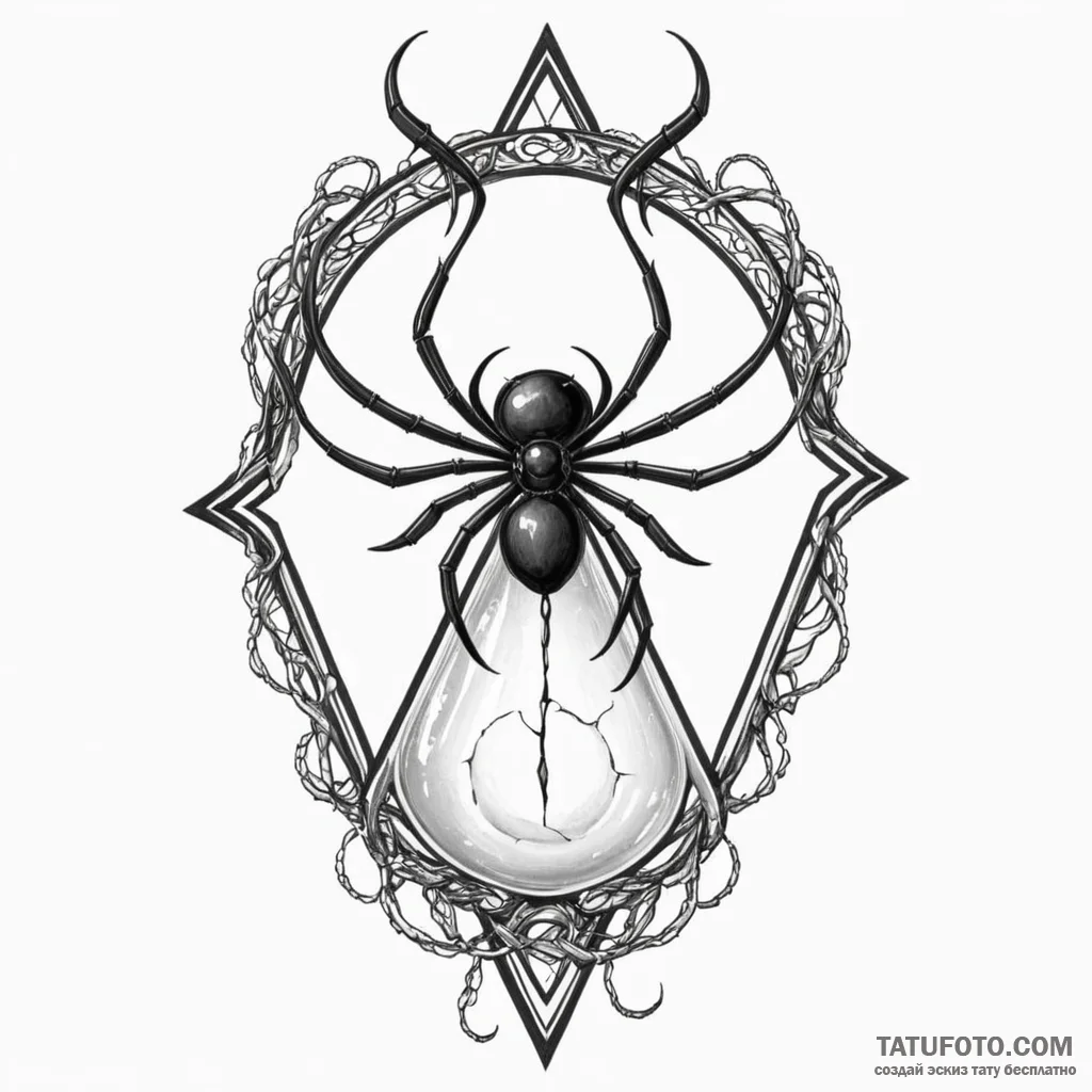A minimalist tattoo of the black widow hourgl... - эскиз тату (№1750401329_0, 20.06.2025 06:35) — Tatufoto.com