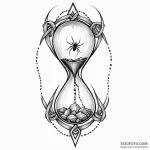 A minimalist tattoo of the black widow hourgl… — эскиз тату (№1750401329_1, 20.06.2025 06:35) — Tatufoto.com