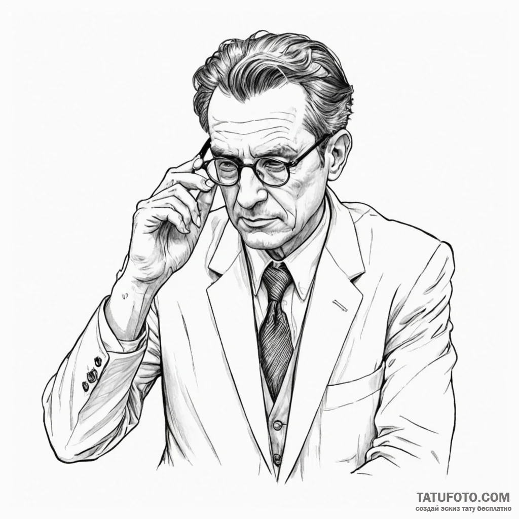 A sketch of the professor, adjusting his glas... - эскиз тату (№1750401491_1, 20.06.2025 06:38) — Tatufoto.com