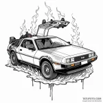 126. a neo-traditional tattoo of the delorean… — эскиз тату (№1750402504_0, 20.06.2025 06:55) — Tatufoto.com