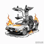 126. a neo-traditional tattoo of the delorean… — эскиз тату (№1750402504_1, 20.06.2025 06:55) — Tatufoto.com