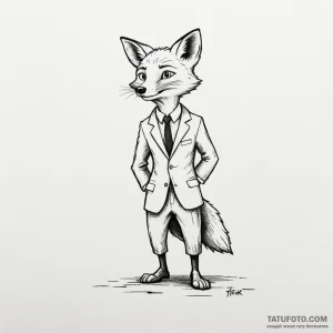 A minimalist tattoo of the fox from fantastic... - эскиз тату (№1750403157_1, 20.06.2025 07:05) — Tatufoto.com