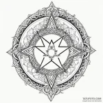 A dotwork design of a pentagram, surrounded b… — эскиз тату (№1750403242_1, 20.06.2025 07:07) — Tatufoto.com