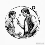 A trash polka tattoo of the coin toss scene f… — эскиз тату (№1750404055_0, 20.06.2025 07:20) — Tatufoto.com