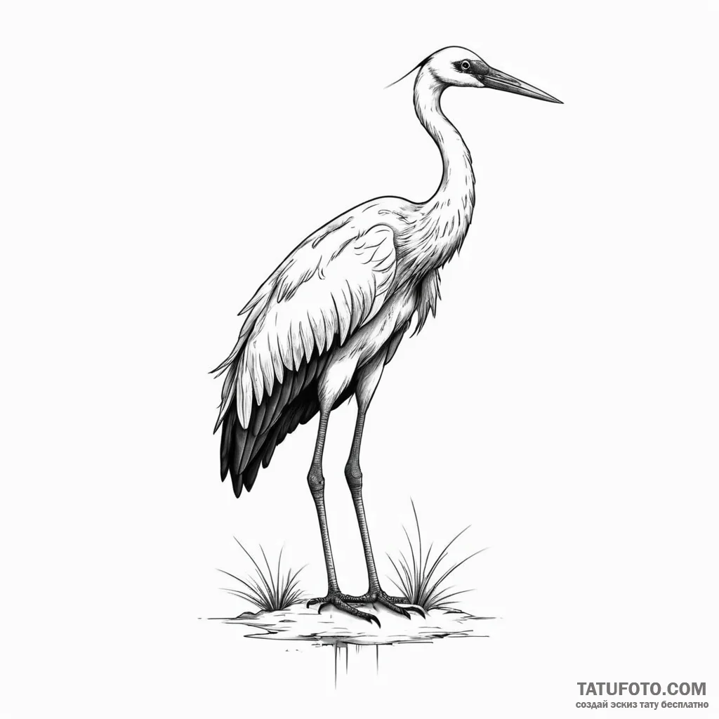 Crane - эскиз тату (№1750404214_1, 20.06.2025 07:23) — Tatufoto.com