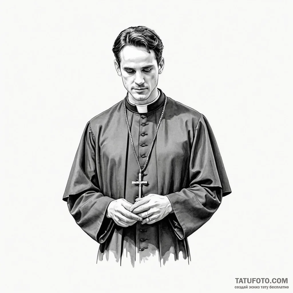 A sketch of the "hot priest" from fleabag, - эскиз тату (№1750404926_0, 20.06.2025 07:35) — Tatufoto.com