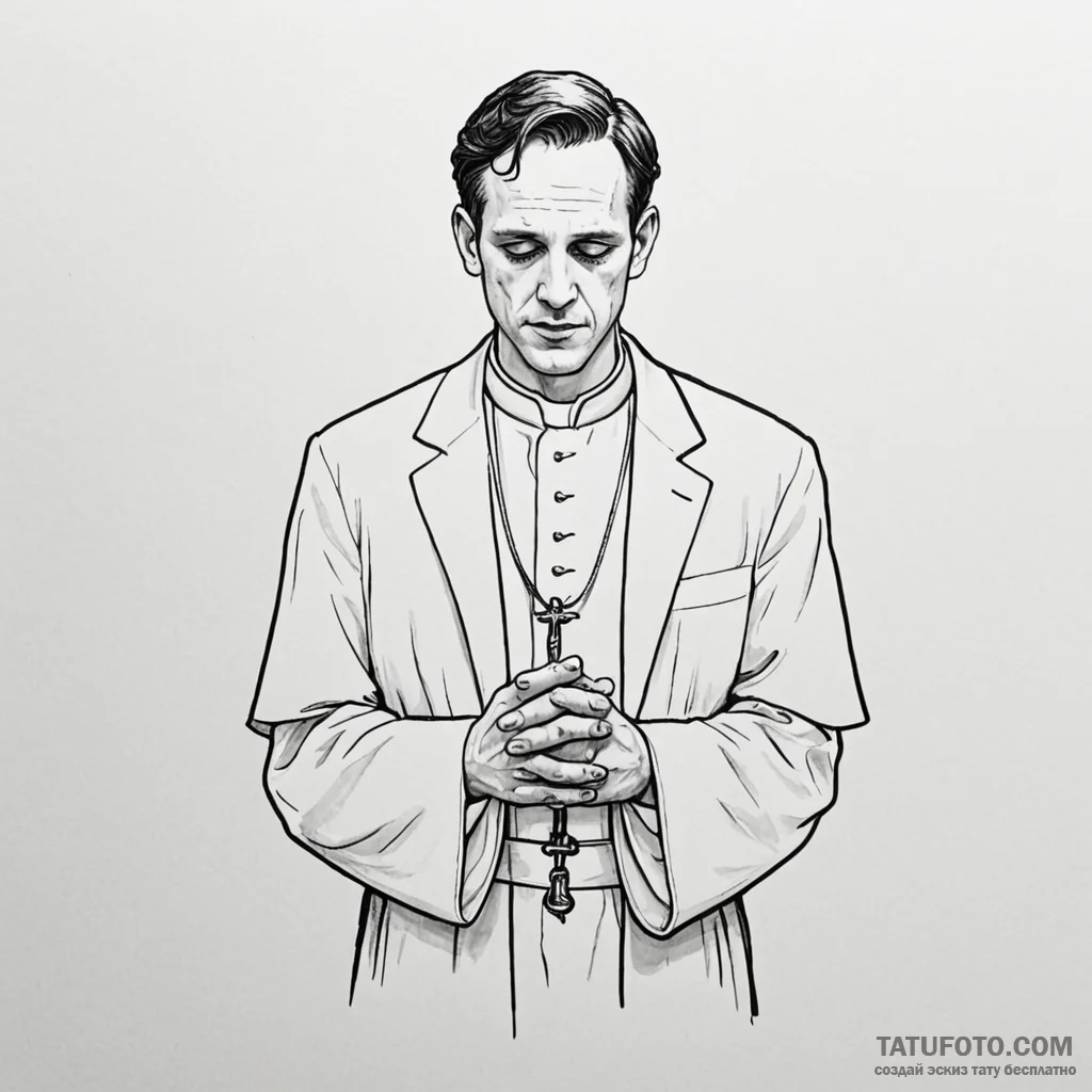 A sketch of the "hot priest" from fleabag, - эскиз тату (№1750404926_1, 20.06.2025 07:35) — Tatufoto.com