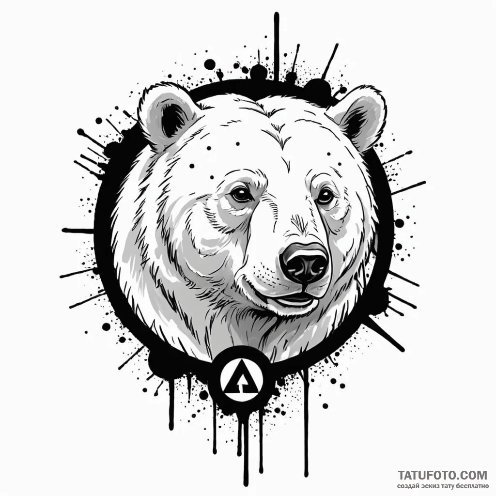 A trash polka composition of the white bear s... - эскиз тату (№1750406774_0, 20.06.2025 08:06) — Tatufoto.com