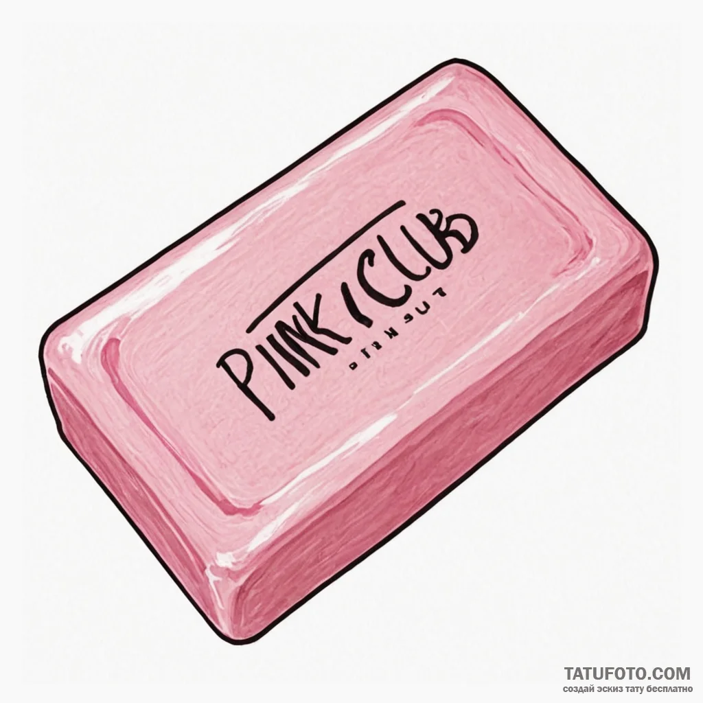 A minimalist tattoo of a bar of pink soap fro... - эскиз тату (№1750407901_0, 20.06.2025 08:25) — Tatufoto.com