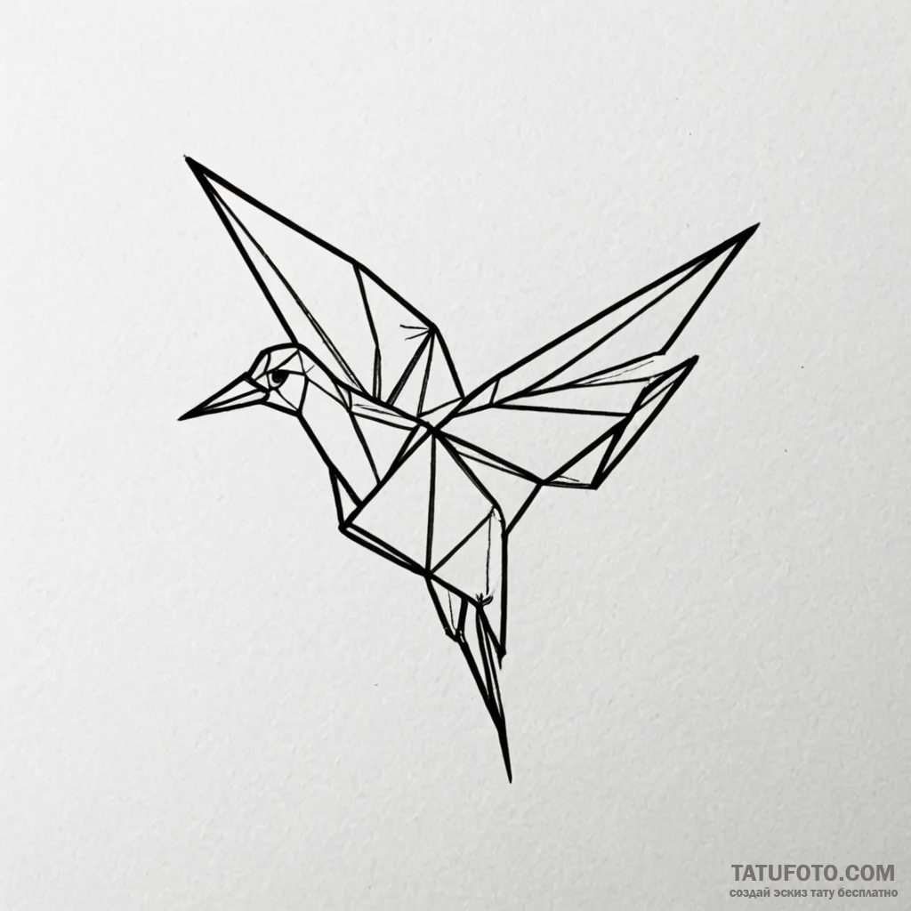 A linework tattoo of the origami bird made by... - эскиз тату (№1750409446_0, 20.06.2025 08:50) — Tatufoto.com