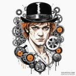 A trash polka tattoo of alex delarge from a c… — эскиз тату (№1750410611_0, 20.06.2025 09:10) — Tatufoto.com