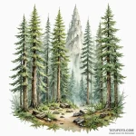 A watercolor sketch of the forests of endor. — эскиз тату (№1750412245_0, 20.06.2025 09:37) — Tatufoto.com