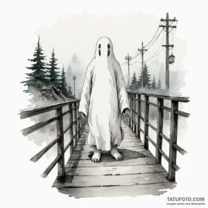 A watercolor tattoo of no-face (kaonashi) fro... - эскиз тату (№1750412326_0, 20.06.2025 09:38) — Tatufoto.com