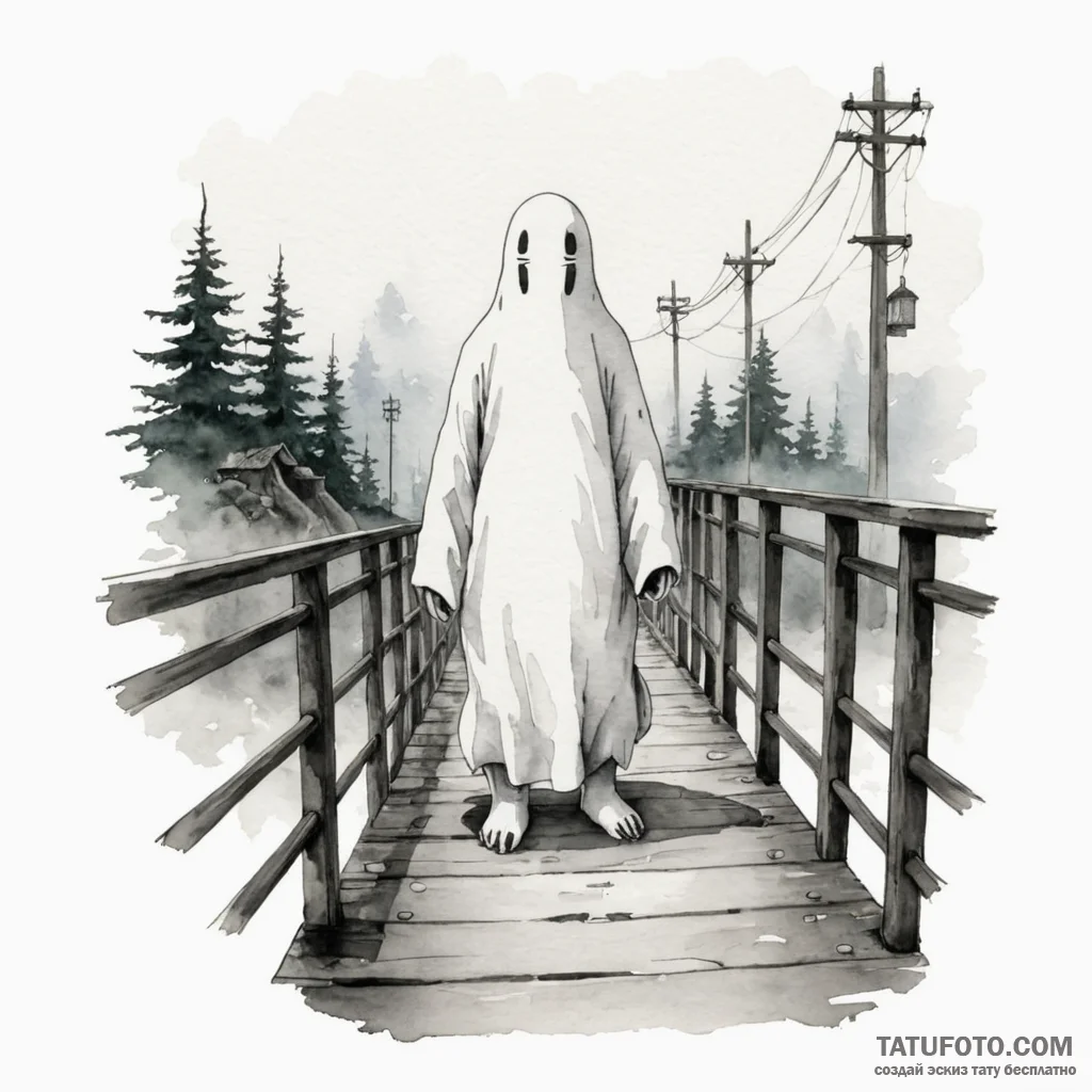 A watercolor tattoo of no-face (kaonashi) fro... - эскиз тату (№1750412326_0, 20.06.2025 09:38) — Tatufoto.com