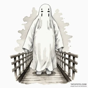 A watercolor tattoo of no-face (kaonashi) fro... - эскиз тату (№1750412326_1, 20.06.2025 09:38) — Tatufoto.com