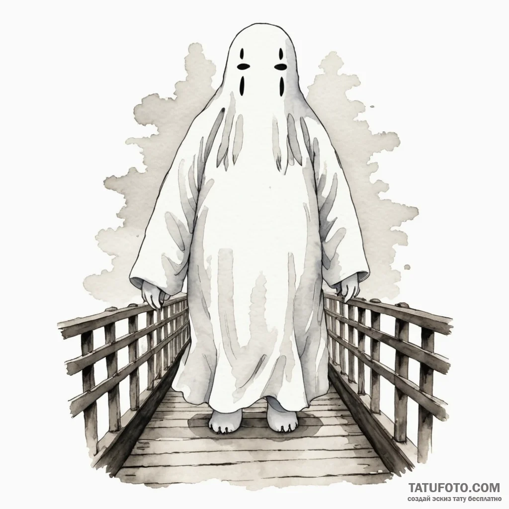 A watercolor tattoo of no-face (kaonashi) fro... - эскиз тату (№1750412326_1, 20.06.2025 09:38) — Tatufoto.com