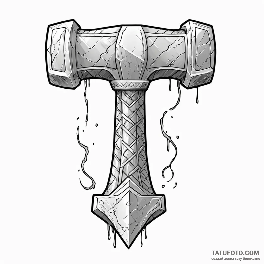 A linework tattoo of thor's hammer, mjolnir,... - эскиз тату (№1750413056_0, 20.06.2025 09:50) — Tatufoto.com