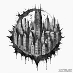 A watercolor sketch of gotham city, dark and… — эскиз тату (№1750414026_0, 20.06.2025 10:07) — Tatufoto.com