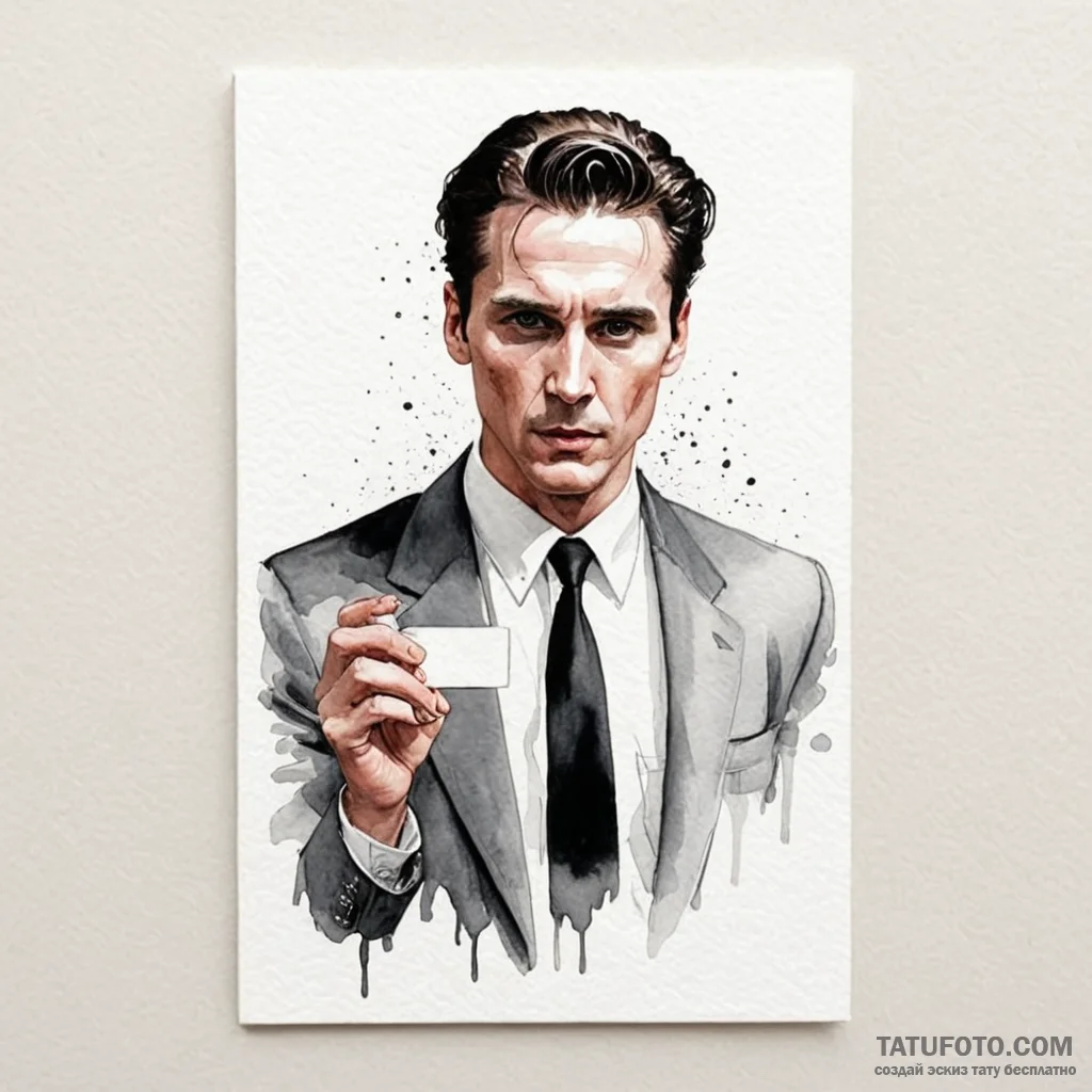 A watercolor sketch of the iconic "business c... - эскиз тату (№1750414188_1, 20.06.2025 10:09) — Tatufoto.com