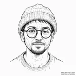 A linework portrait of léon with his round gl… — эскиз тату (№1750414831_1, 20.06.2025 10:20) — Tatufoto.com