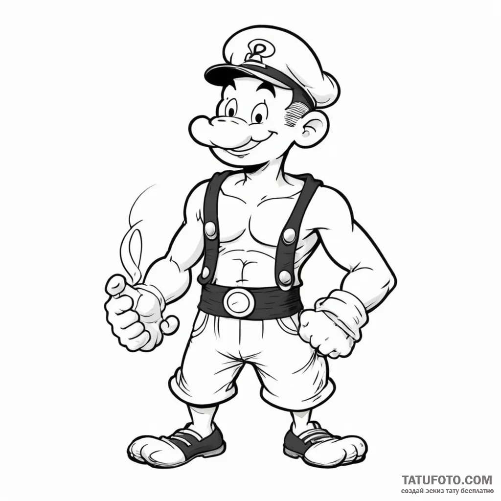 Popeye the sailor - эскиз тату (№1750415086_1, 20.06.2025 10:24) — Tatufoto.com