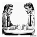 A graphic novel panel of the diner scene from… — эскиз тату (№1750415645_0, 20.06.2025 10:34) — Tatufoto.com