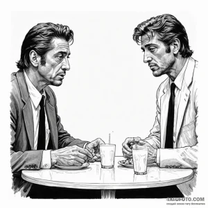 A graphic novel panel of the diner scene from... - эскиз тату (№1750415645_0, 20.06.2025 10:34) — Tatufoto.com