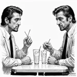 A graphic novel panel of the diner scene from… — эскиз тату (№1750415645_1, 20.06.2025 10:34) — Tatufoto.com