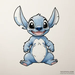 A sketch of stitch from lilo & stitch, being... - эскиз тату (№1750417228_1, 20.06.2025 11:00) — Tatufoto.com