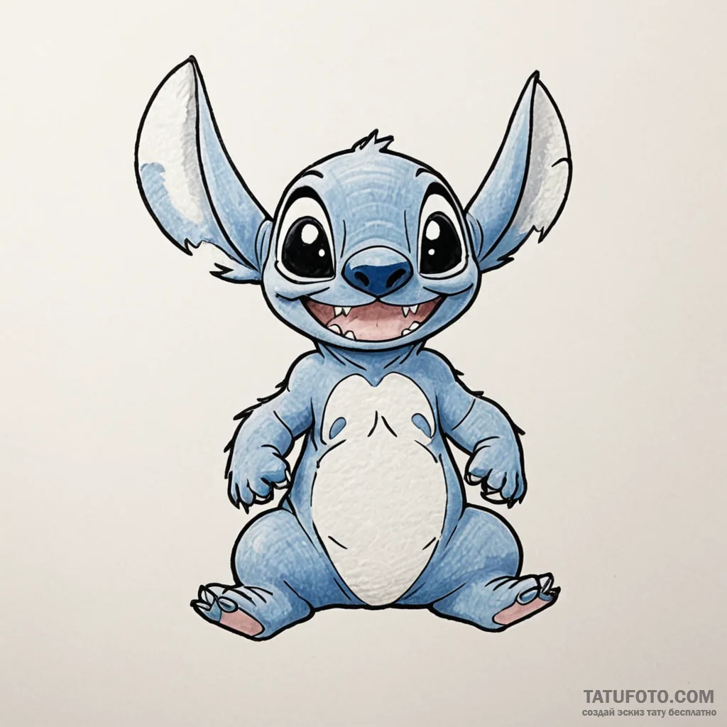 A sketch of stitch from lilo & stitch, being... - эскиз тату (№1750417228_1, 20.06.2025 11:00) — Tatufoto.com