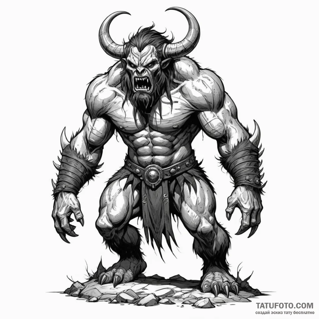 A graphic novel sketch of the monster from ba... - эскиз тату (№1750417554_0, 20.06.2025 11:05) — Tatufoto.com